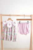 Pink easter cross emrboidery floral girl set - Aaria Tees Aaria Tees