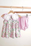 Pink easter cross emrboidery floral girl set - Aaria Tees Aaria Tees