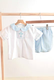 Blue easter cross hand-smocked boy set - Aaria Tees Aaria Tees