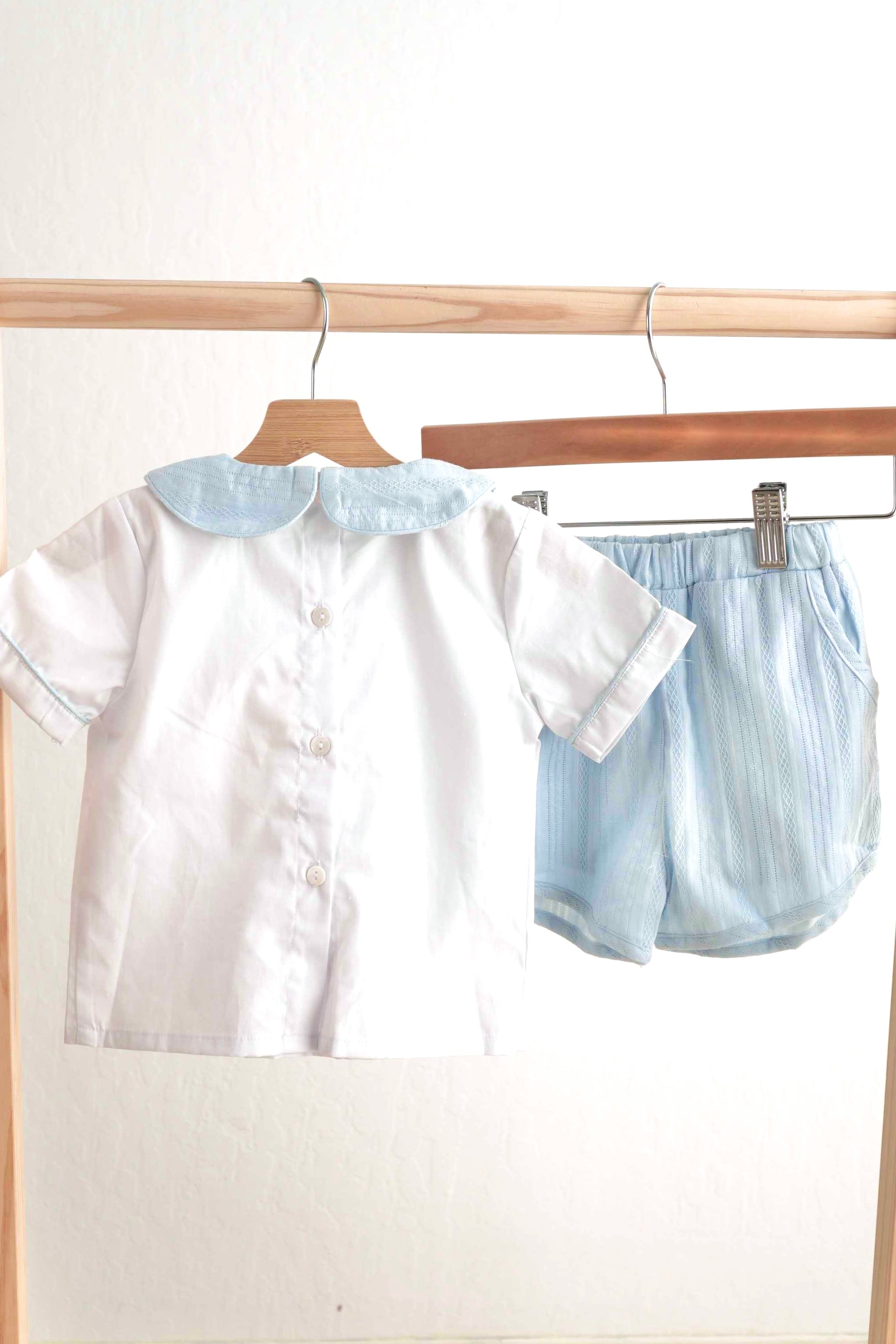 Blue easter cross hand-smocked boy set - Aaria Tees Aaria Tees