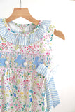 Floral easter bunny hand-smocked girl bubble - Aaria Tees Aaria Tees
