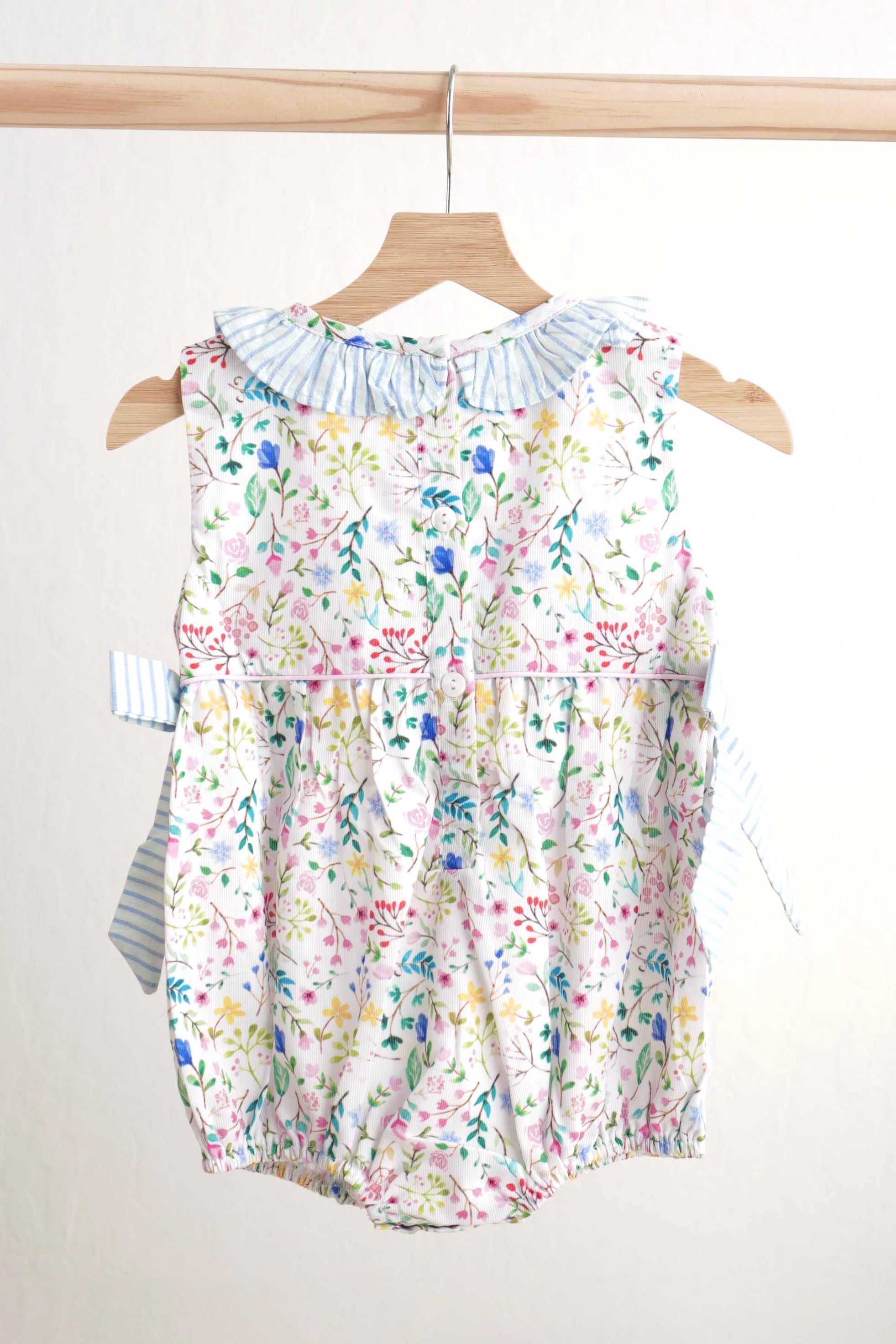 Floral easter bunny hand-smocked girl bubble - Aaria Tees Aaria Tees