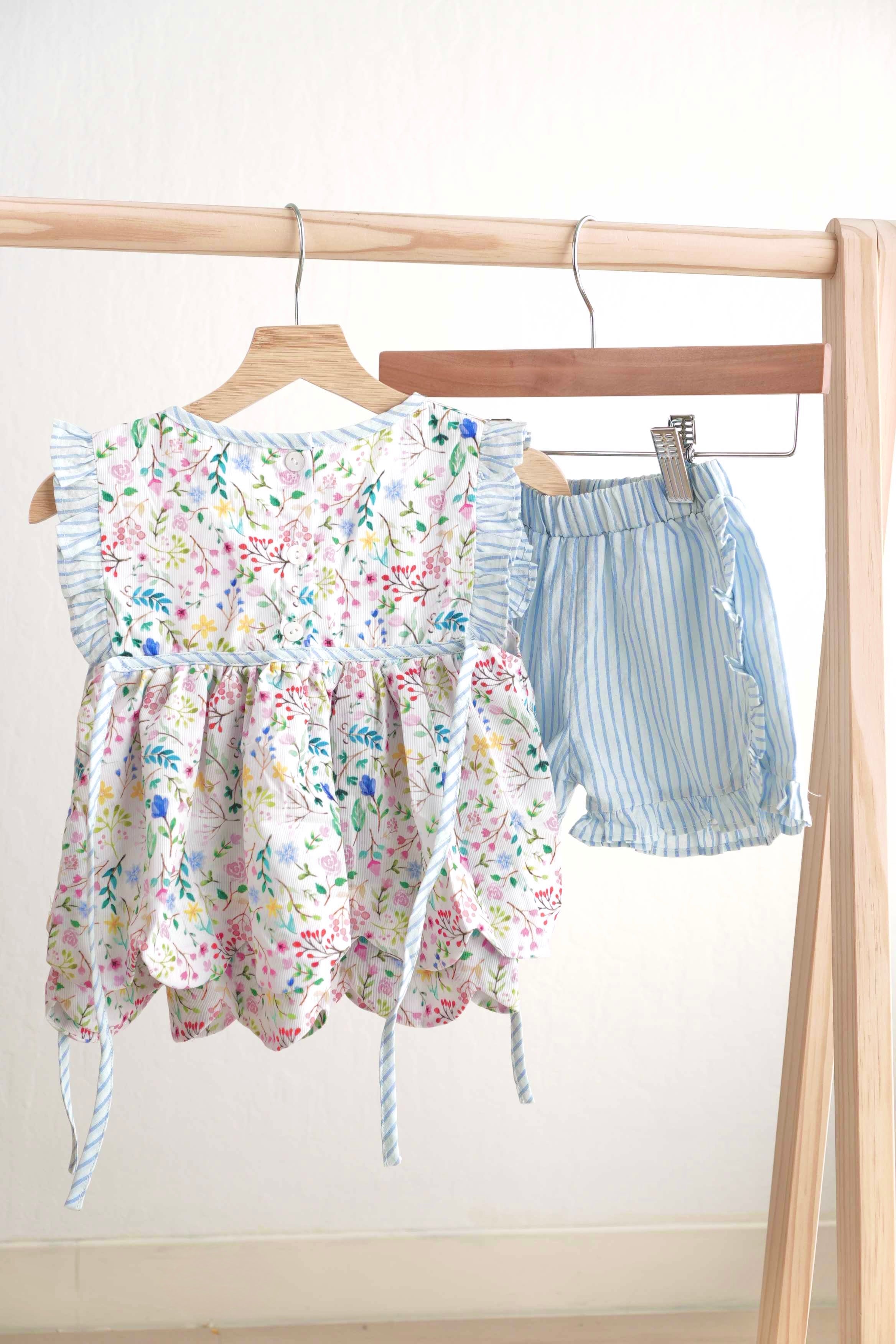 Floral easter bunny hand-smocked girl set - Aaria Tees Aaria Tees