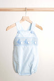 Blue easter bunny hand-smocked boy bubble - Aaria Tees Aaria Tees