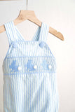 Blue easter bunny hand-smocked boy bubble - Aaria Tees Aaria Tees