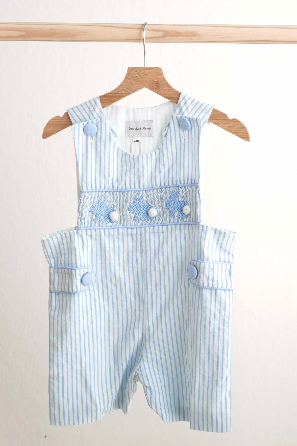Blue easter bunny hand-smocked boy jonjon - Aaria Tees