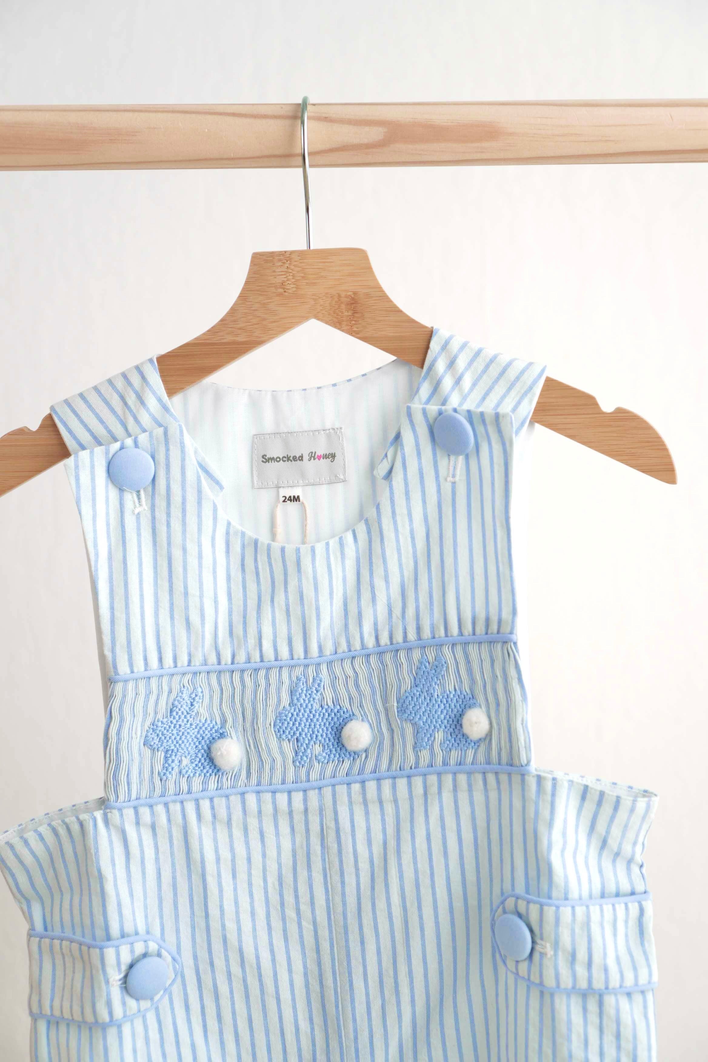 Blue easter bunny hand-smocked boy jonjon - Aaria Tees Aaria Tees