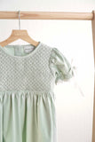 Sage hand-smocked lace girl dress - Aaria Tees Aaria Tees