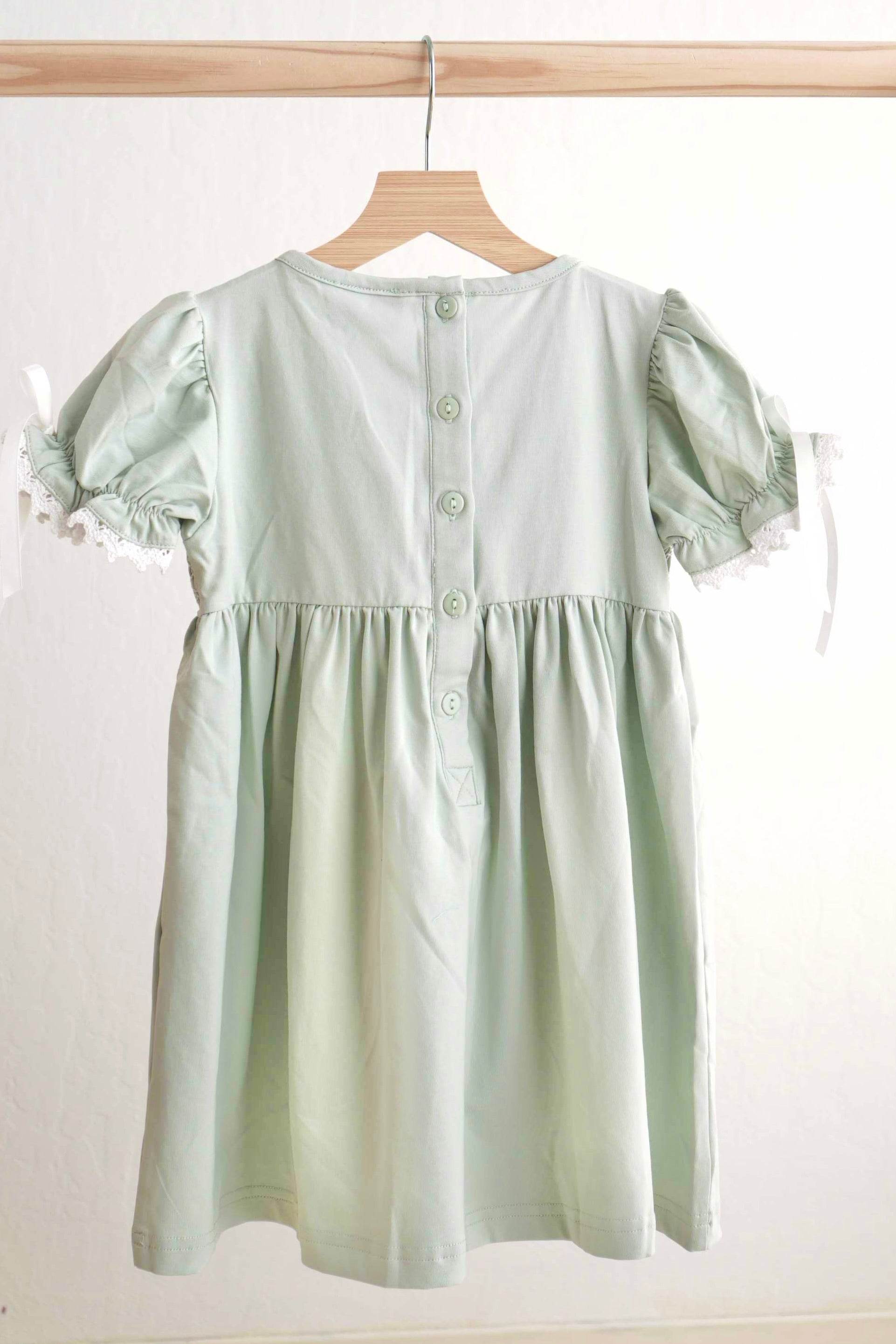 Sage hand-smocked lace girl dress - Aaria Tees Aaria Tees