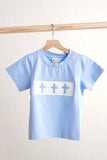Blue easter cross hand-smokced boy top - Aaria Tees Aaria Tees