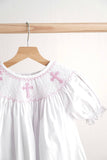 Pink easter cross hand-smocked girl dress - Aaria Tees Aaria Tees