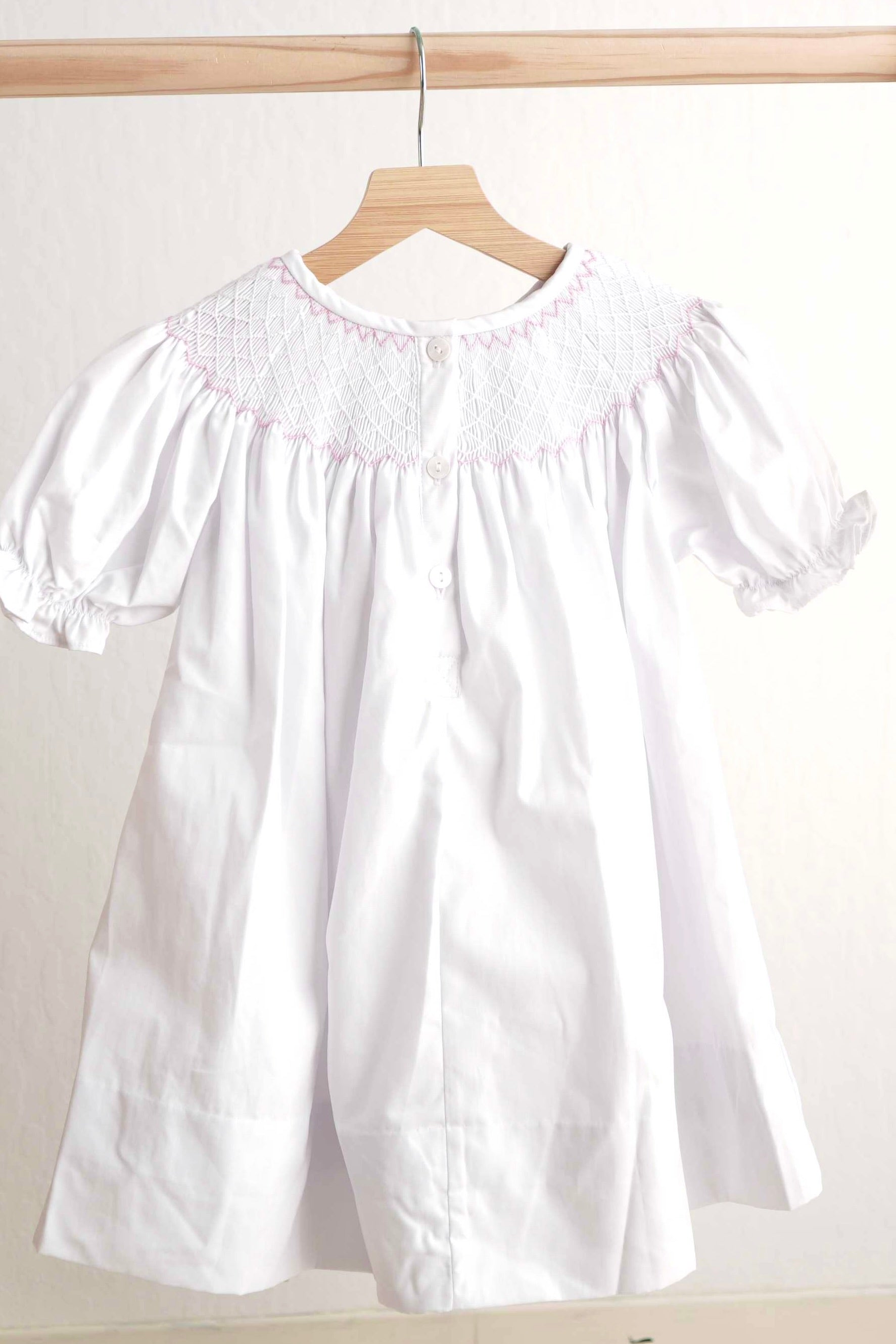 Pink easter cross hand-smocked girl dress - Aaria Tees Aaria Tees