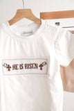Khaki he is risen hand-smocked boy set - Aaria Tees Aaria Tees