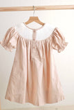 Khaki he is risen hand-smocked girl dress - Aaria Tees Aaria Tees