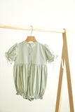 Sage hand-smocked lace girl bubble - Aaria Tees Aaria Tees
