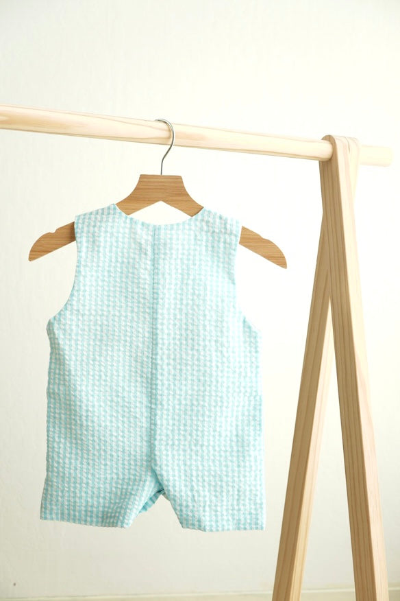 Blue easter bunny egg french knot boy gingham seersucker jonjon - Aaria Tees Aaria Tees