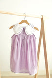 Lavender floral bow embroidery swiss dot girl dress - Aaria Tees Aaria Tees