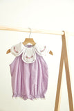 Lavender floral bow embroidery swiss dot girl bubble - Aaria Tees Aaria Tees