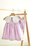 Lavender floral bow embroidery swiss dot girl bloomer set - Aaria Tees Aaria Tees