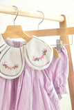Lavender floral bow embroidery swiss dot girl bloomer set - Aaria Tees Aaria Tees