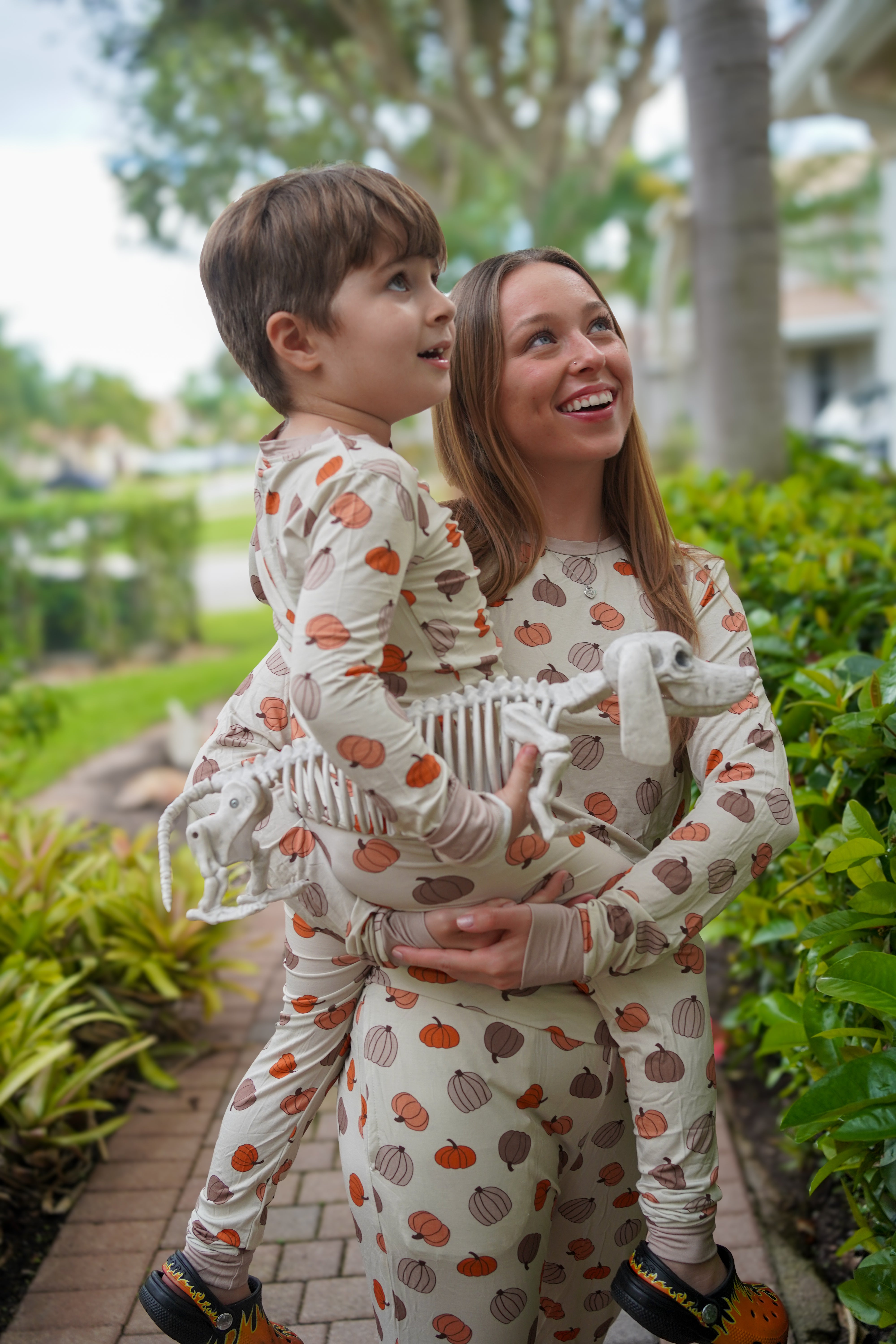 Pumpkins Beige (Women's Long Sleeve PJ) - Aaria Tees Aaria Tees