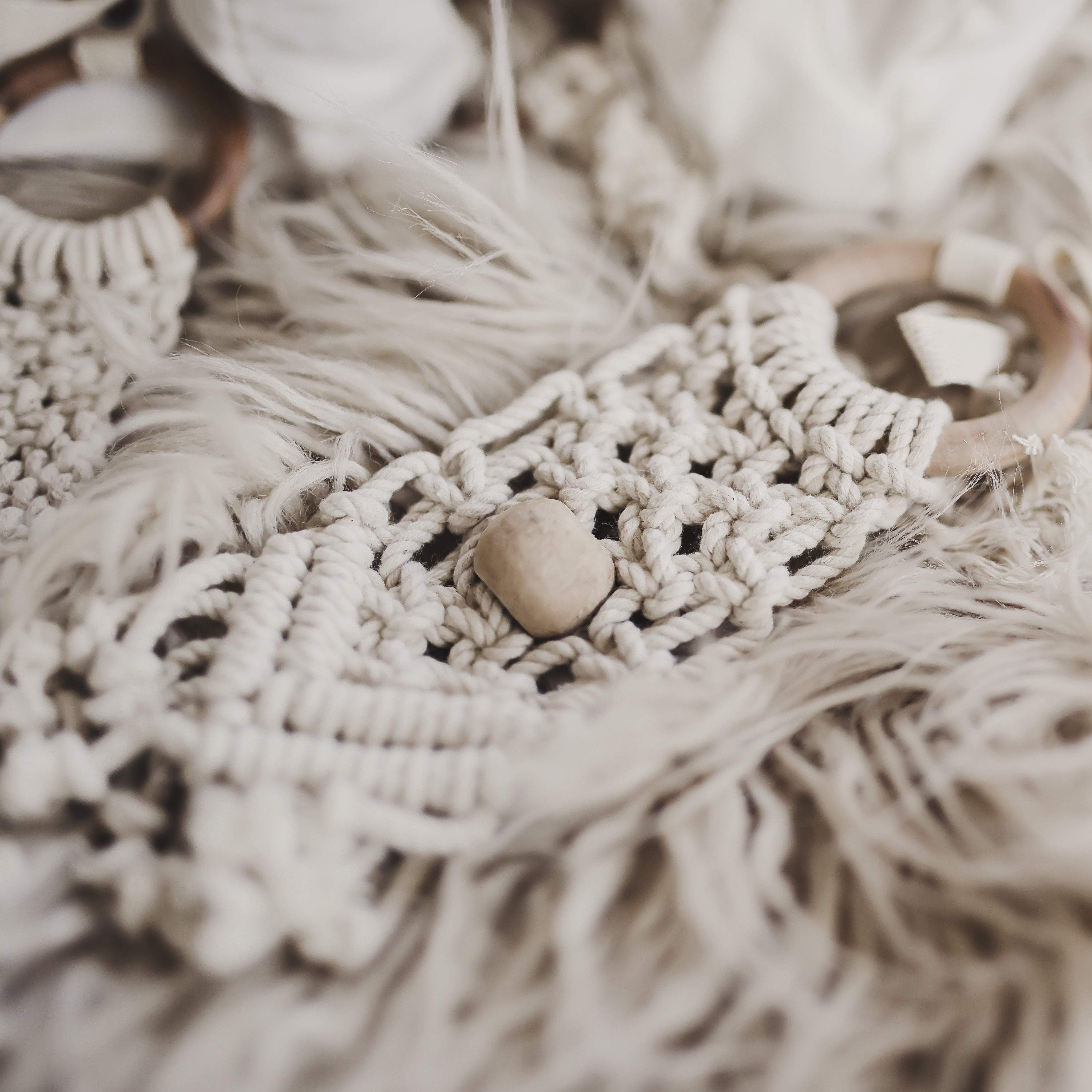 all-in-one toy | macrame mesh & bead - Aaria Tees Aaria Tees