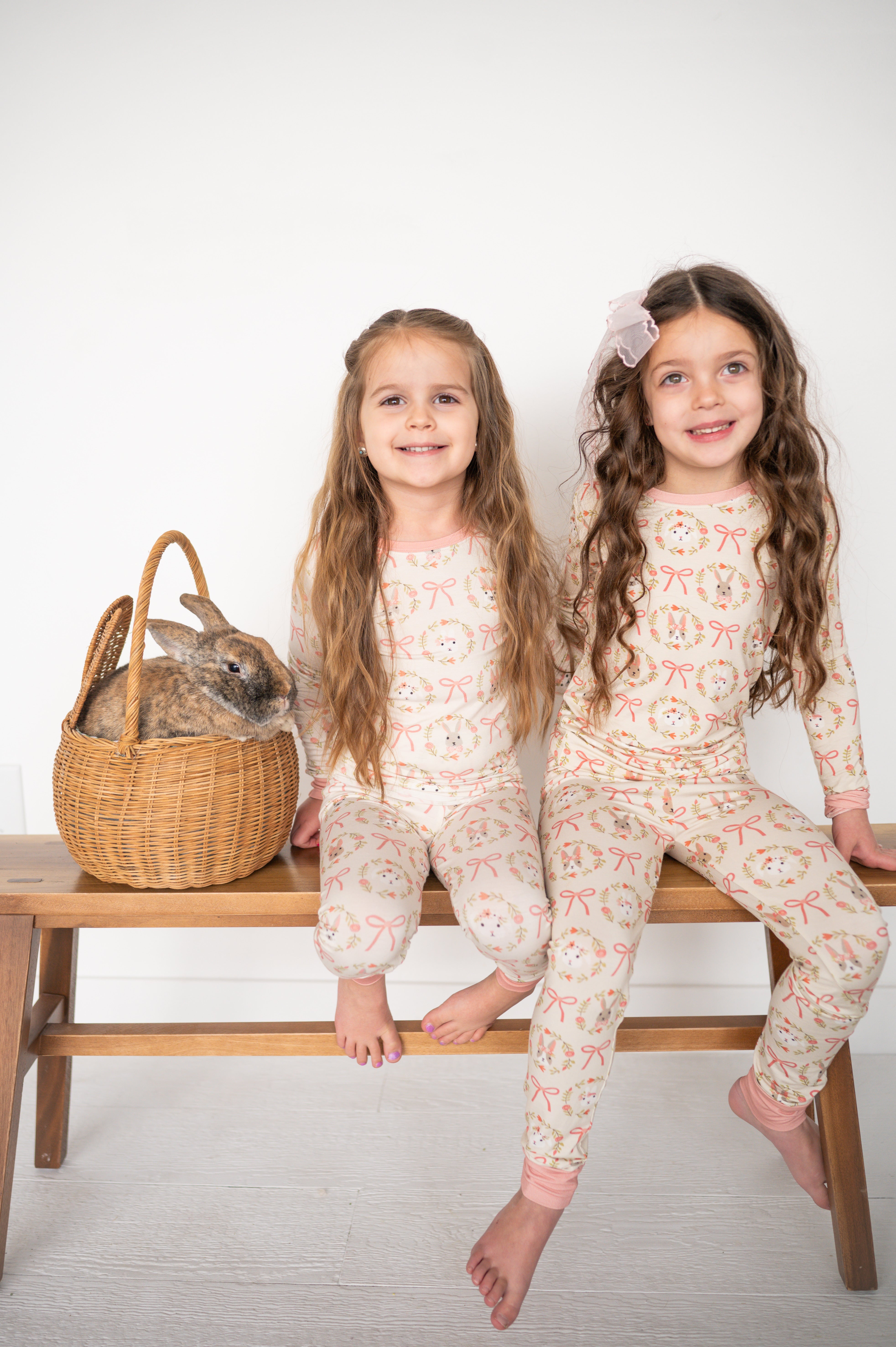 Bows & Bunnies (Long Sleeve PJ) - Aaria Tees Aaria Tees