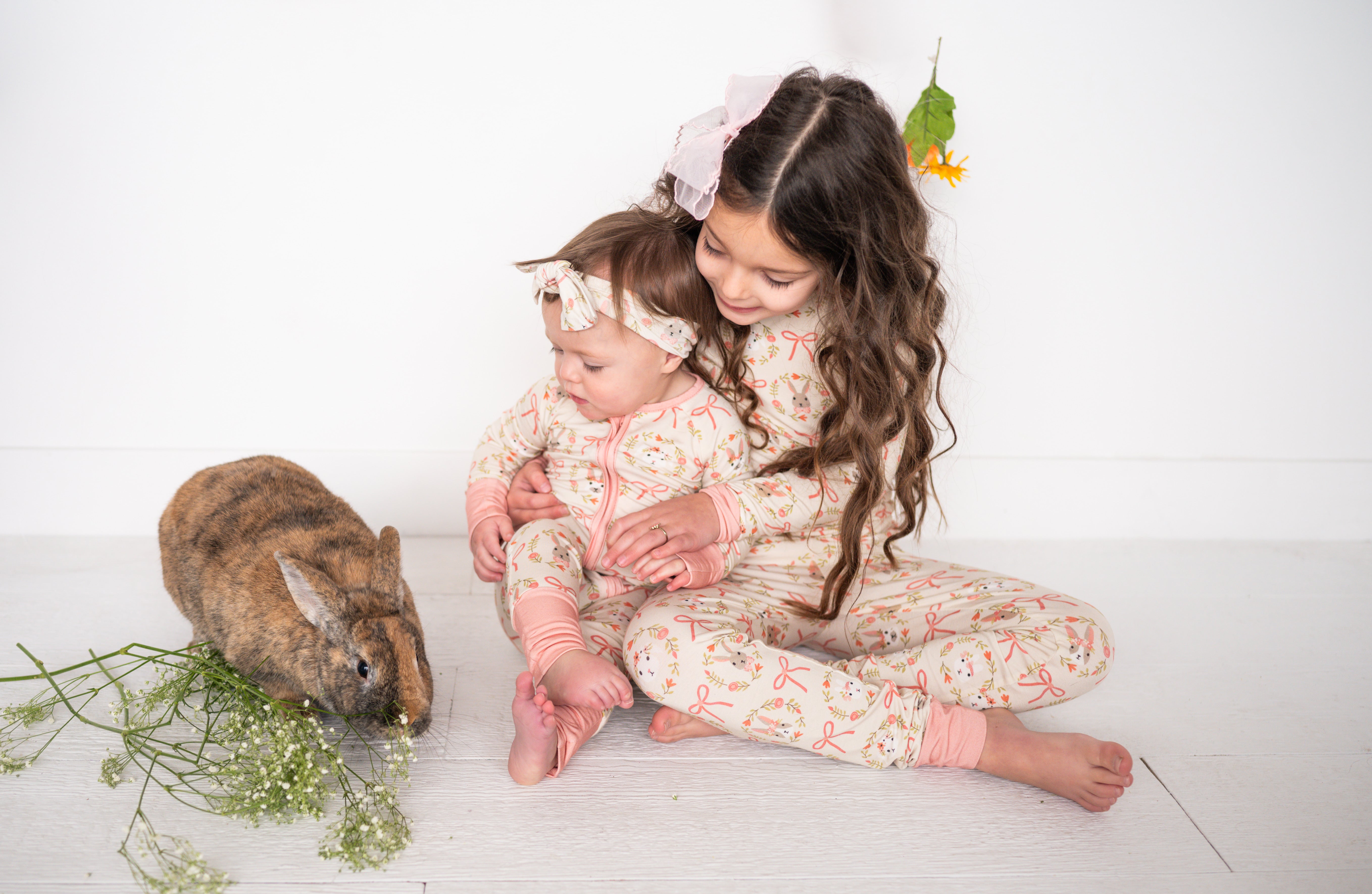 Bows & Bunnies (Long Sleeve PJ) - Aaria Tees Aaria Tees