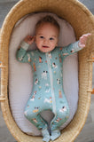 Puppy Egg Hunt (Convertible Zip Footies) - Aquamarine - Aaria Tees Aaria Tees