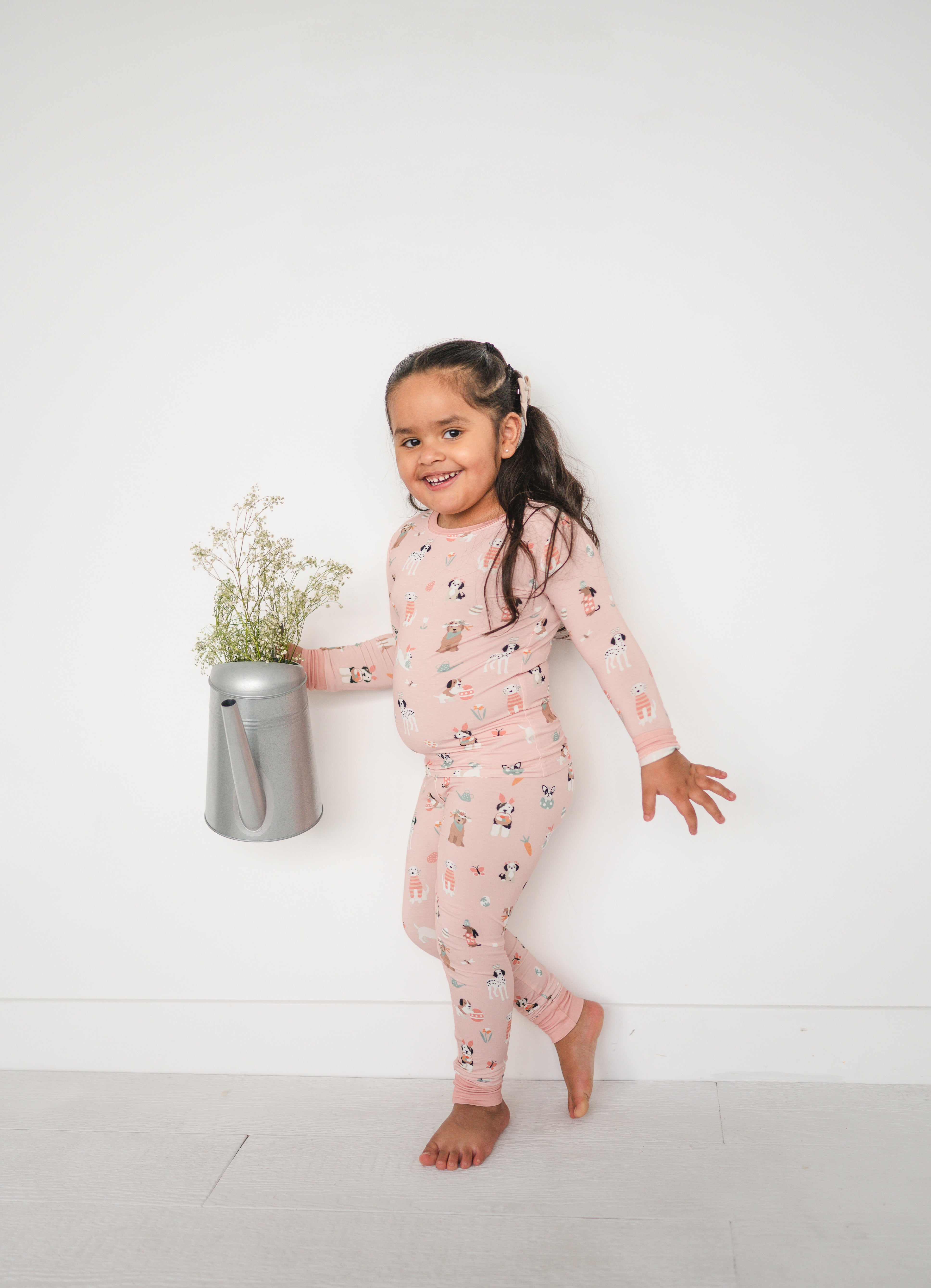 Puppy Egg Hunt (Long Sleeve PJ) - Pink - Aaria Tees Aaria Tees