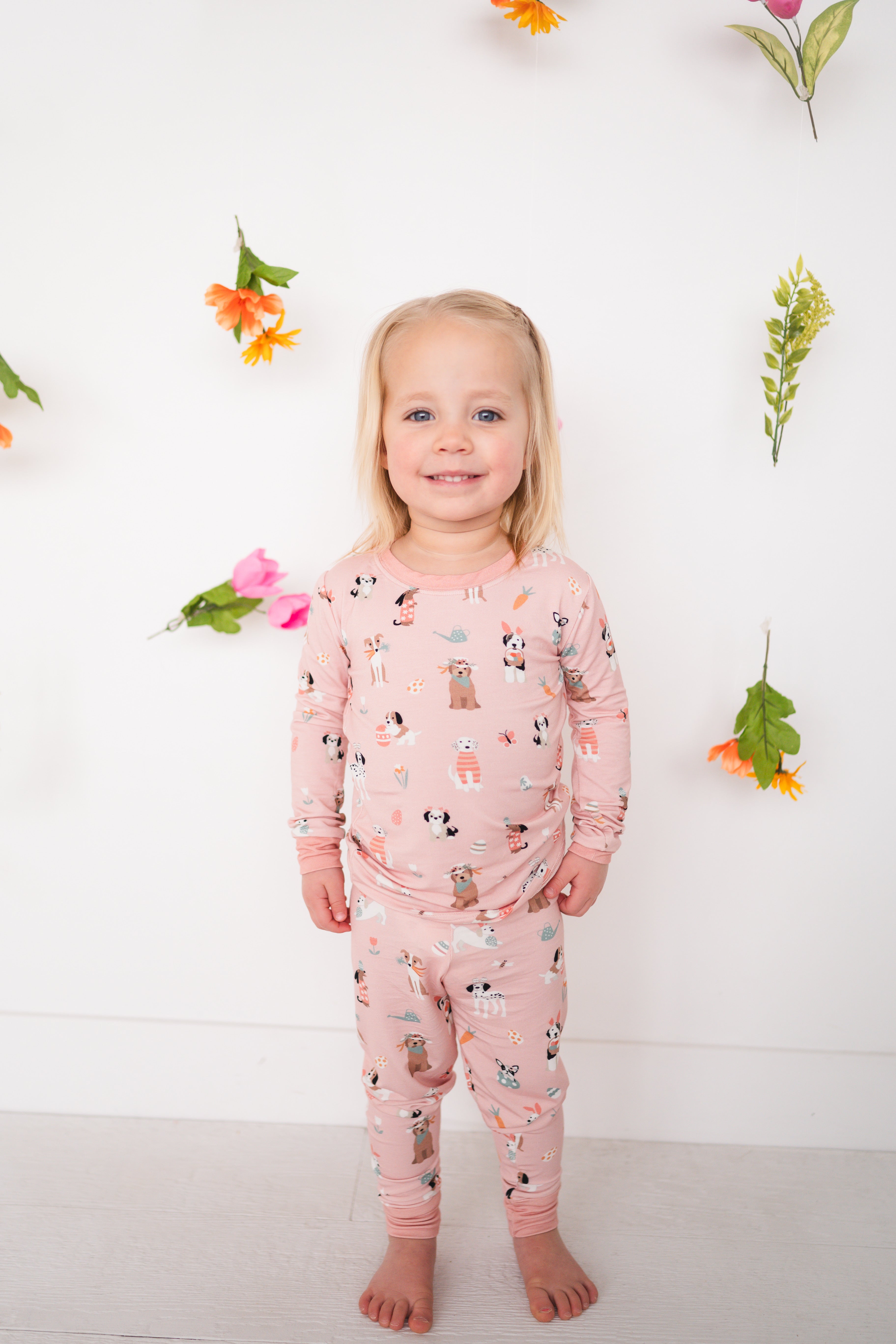 Puppy Egg Hunt (Long Sleeve PJ) - Pink - Aaria Tees Aaria Tees