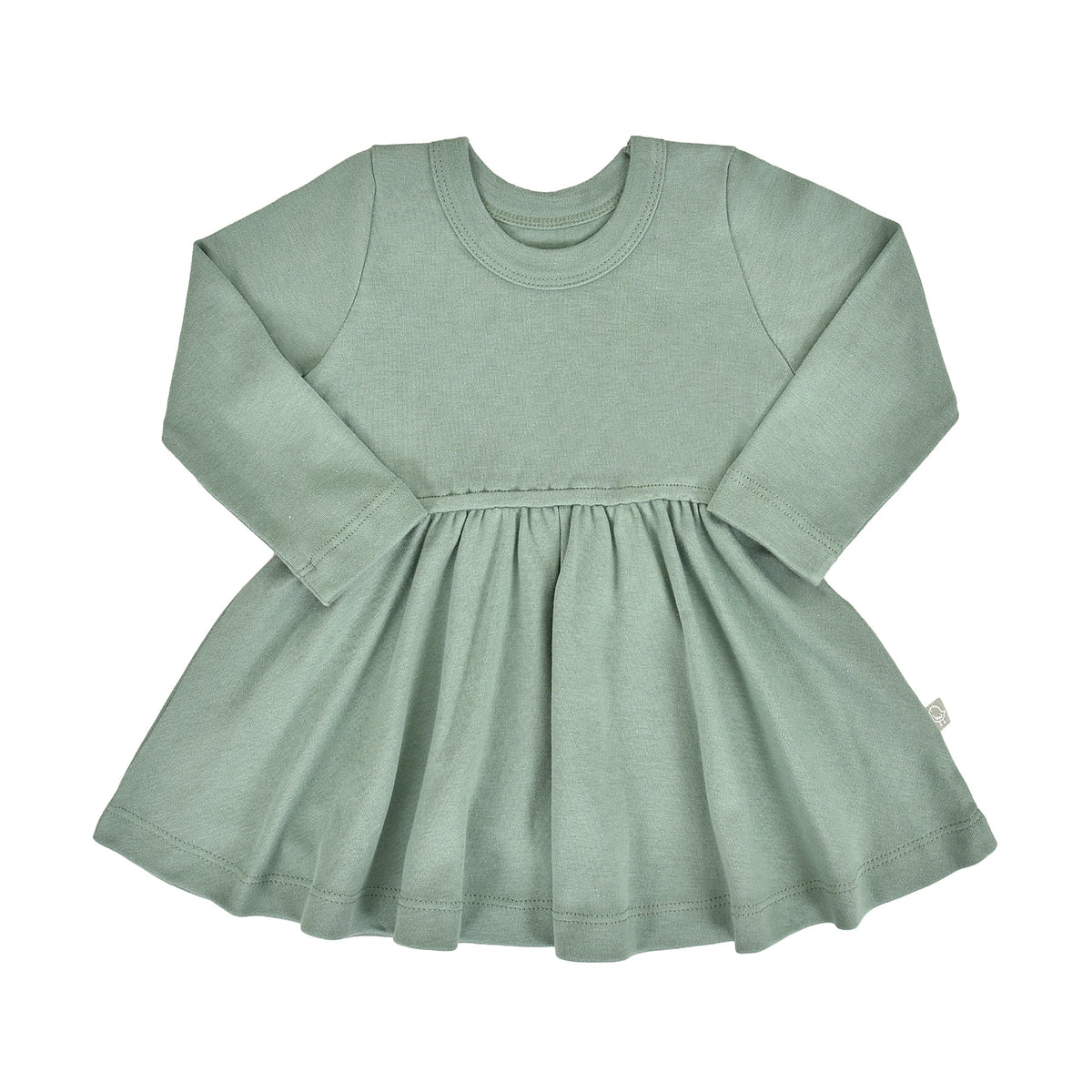 long sleeve twirl dress | Basil Green - Aaria Tees
