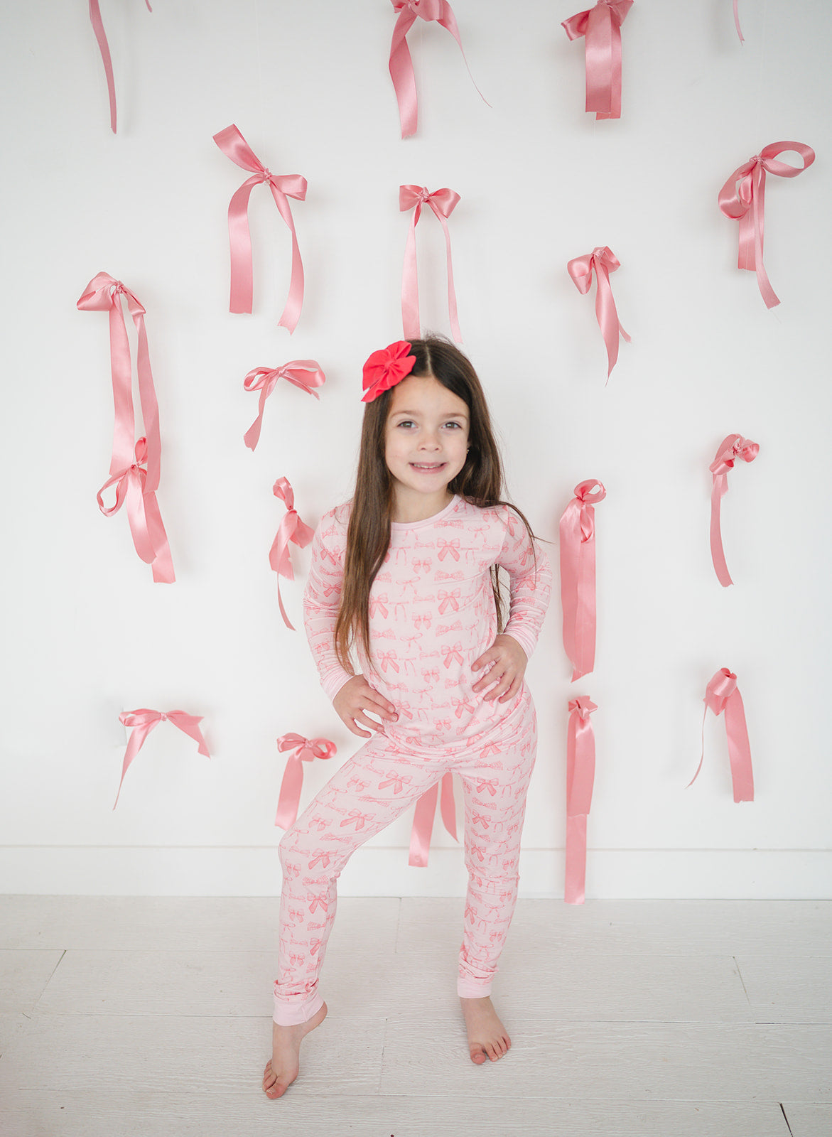 Pink Bows (Long Sleeve PJ) - Aaria Tees Aaria Tees
