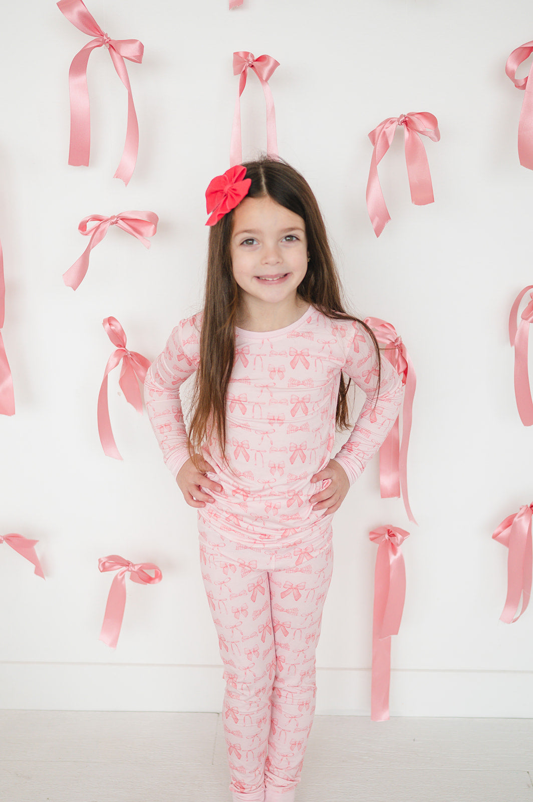 Pink Bows (Long Sleeve PJ) - Aaria Tees Aaria Tees
