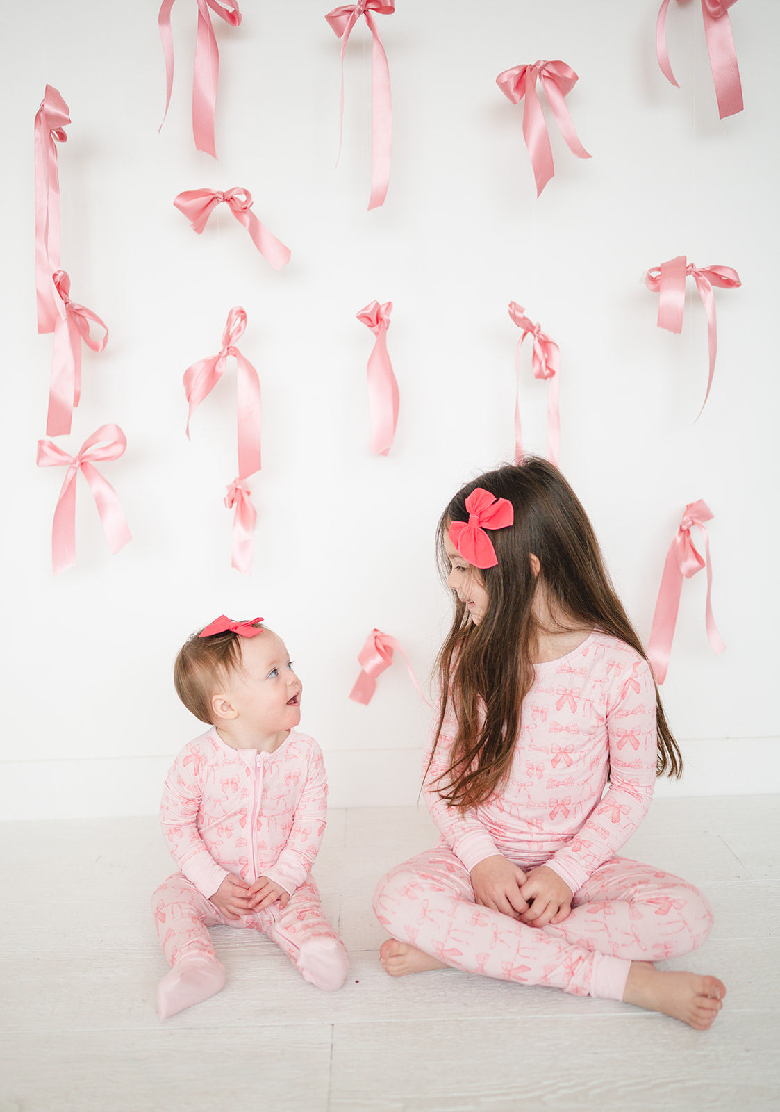 Pink Bows (Long Sleeve PJ) - Aaria Tees Aaria Tees