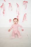 Pink Bows (Convertible Zip Footies) - Aaria Tees Aaria Tees