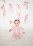 Pink Bows (Convertible Zip Footies) - Aaria Tees Aaria Tees