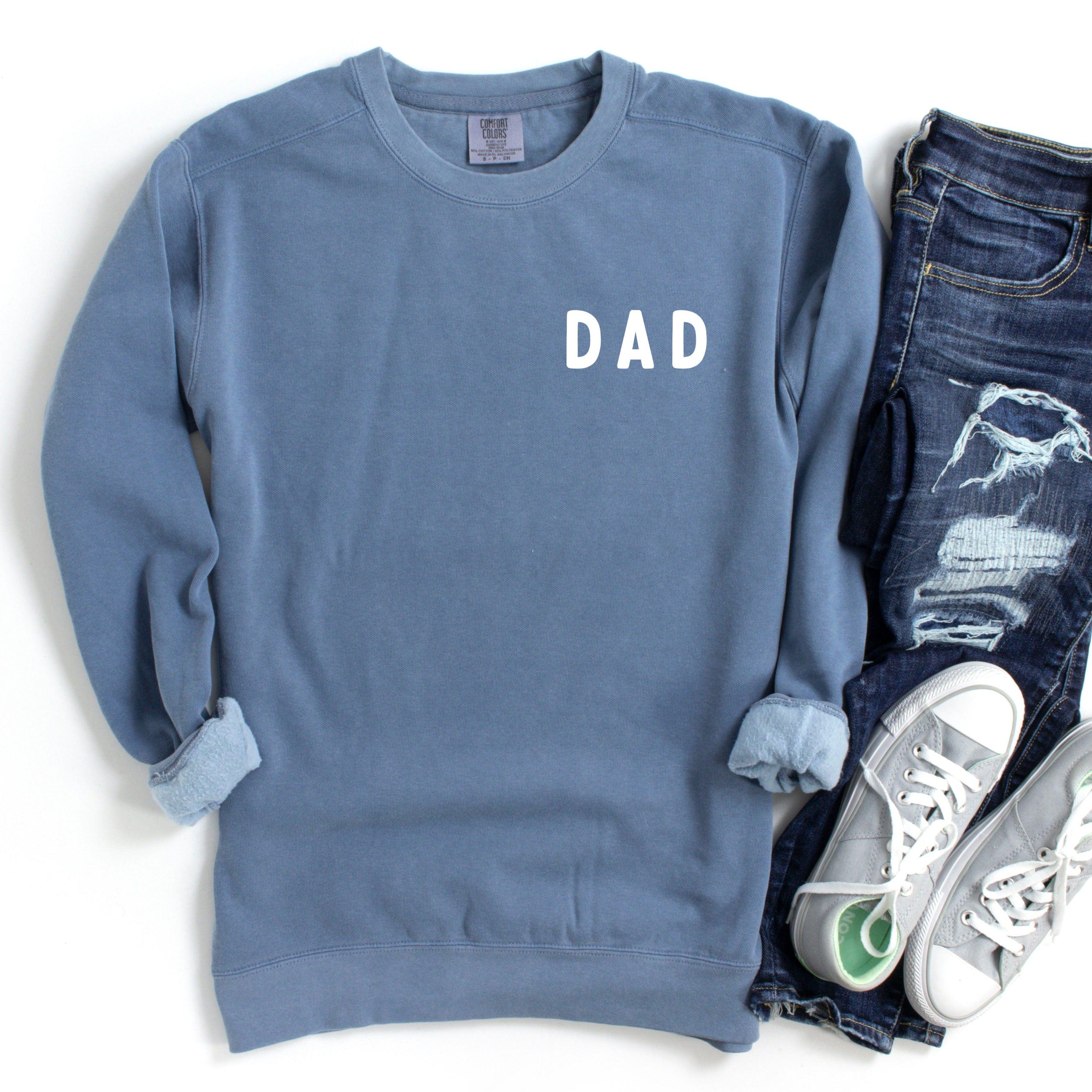Dad Garment Dyed Comfort Colors Sweatshirt (Rounded font Left Chest) - Aaria Tees Aaria Tees
