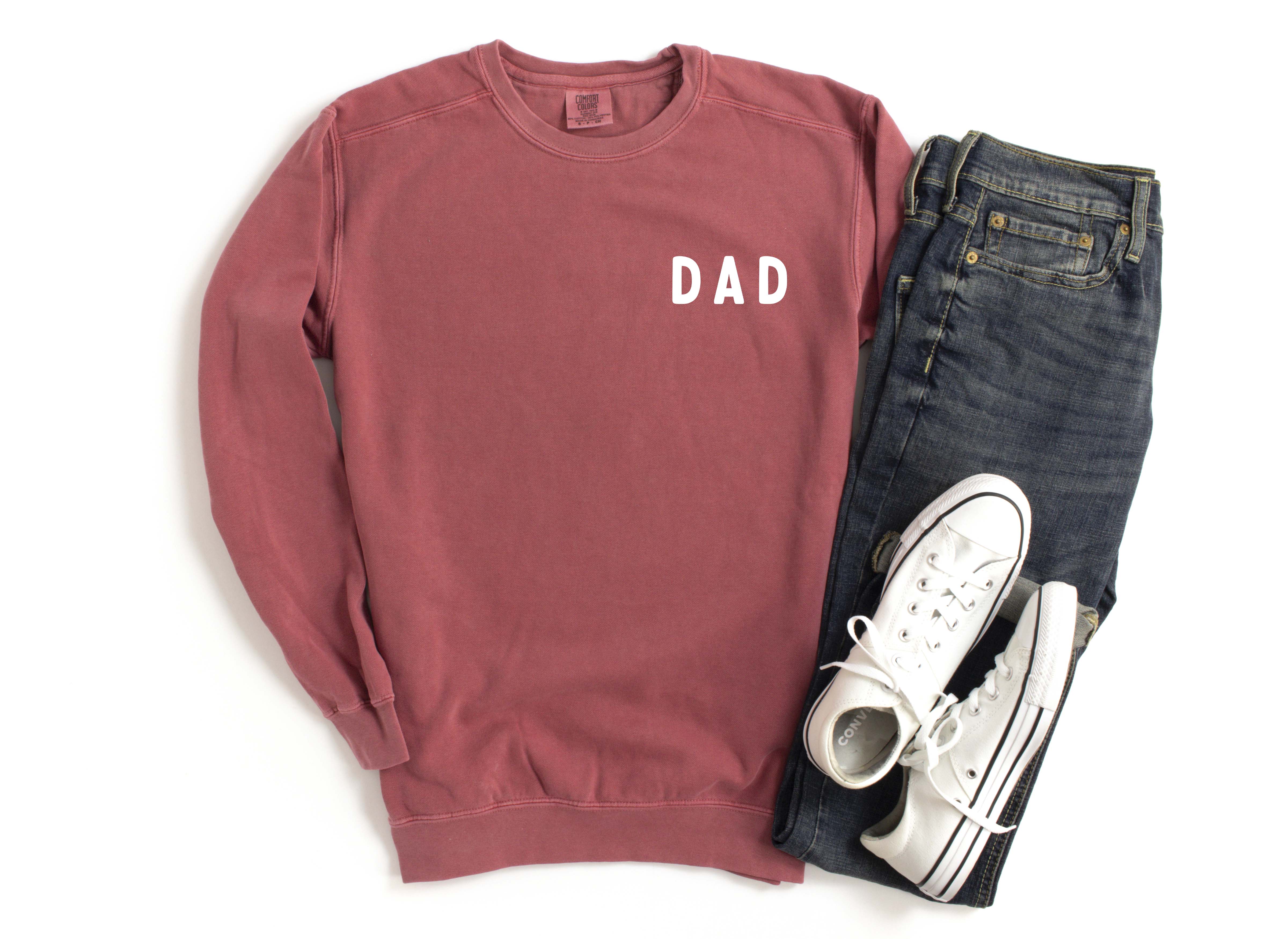 Dad Garment Dyed Comfort Colors Sweatshirt (Rounded font Left Chest) - Aaria Tees Aaria Tees