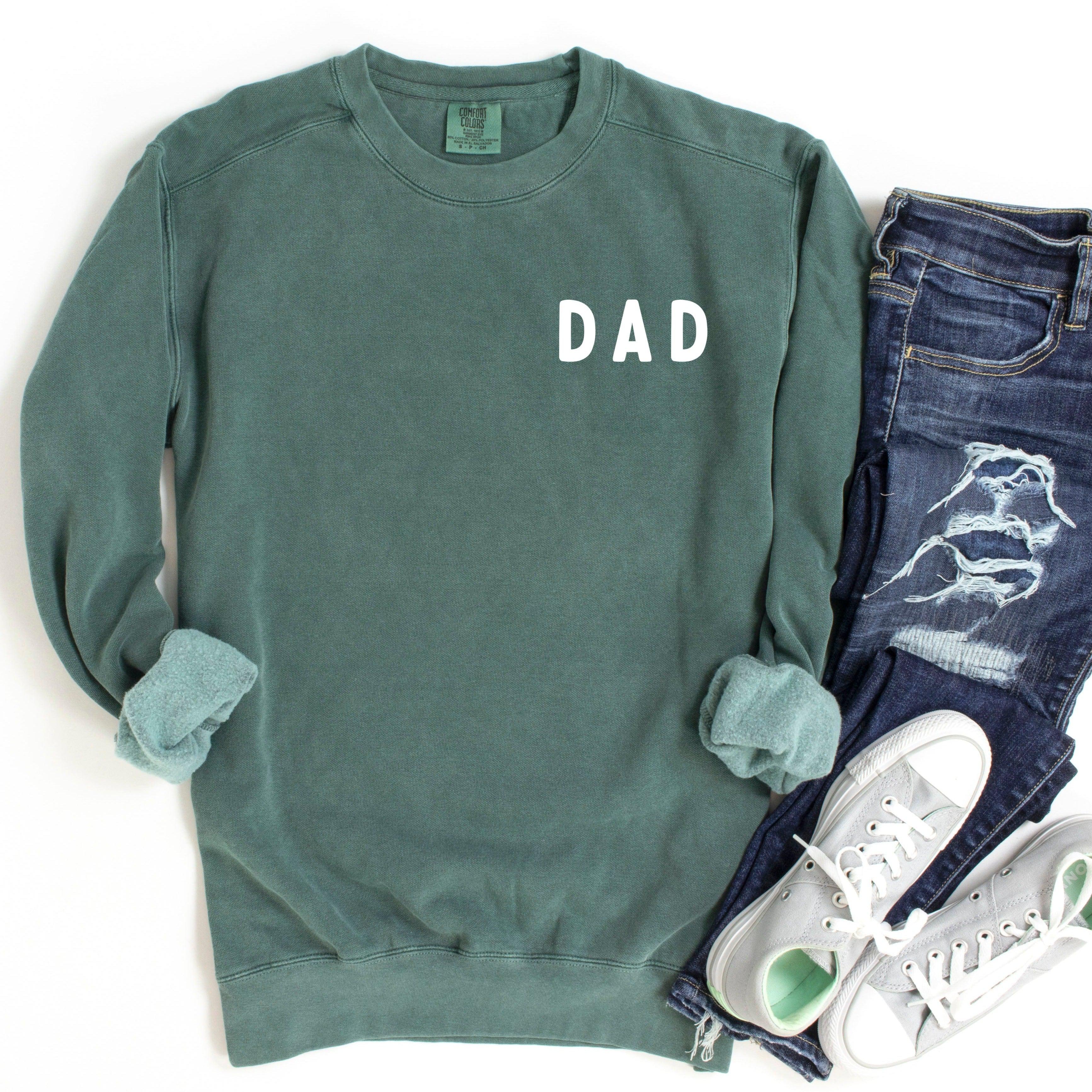 Dad Garment Dyed Comfort Colors Sweatshirt (Rounded font Left Chest) - Aaria Tees Aaria Tees