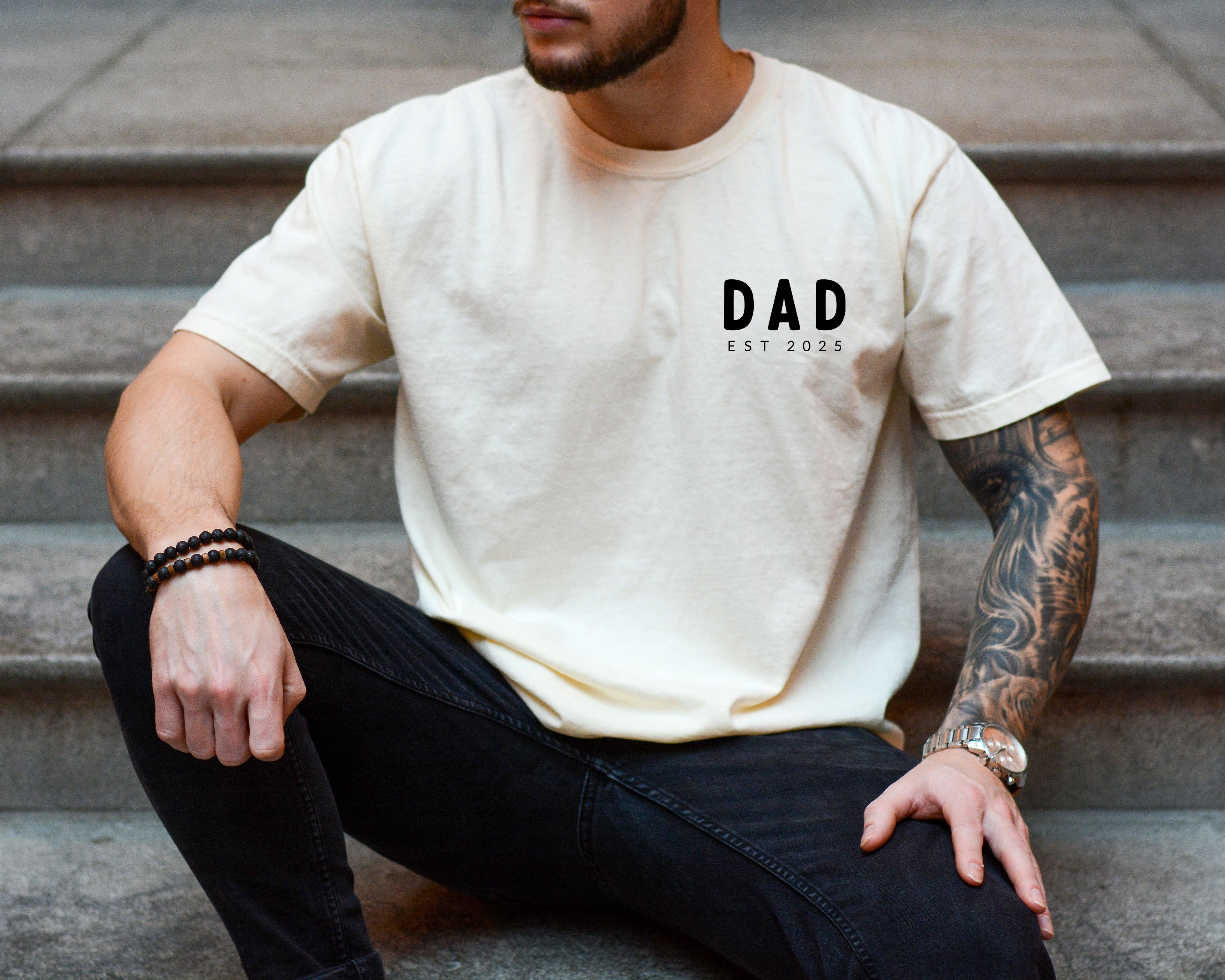 Dad Personalized est year Comfort Colors T Shirt (cali left chest) - Aaria Tees Aaria Tees