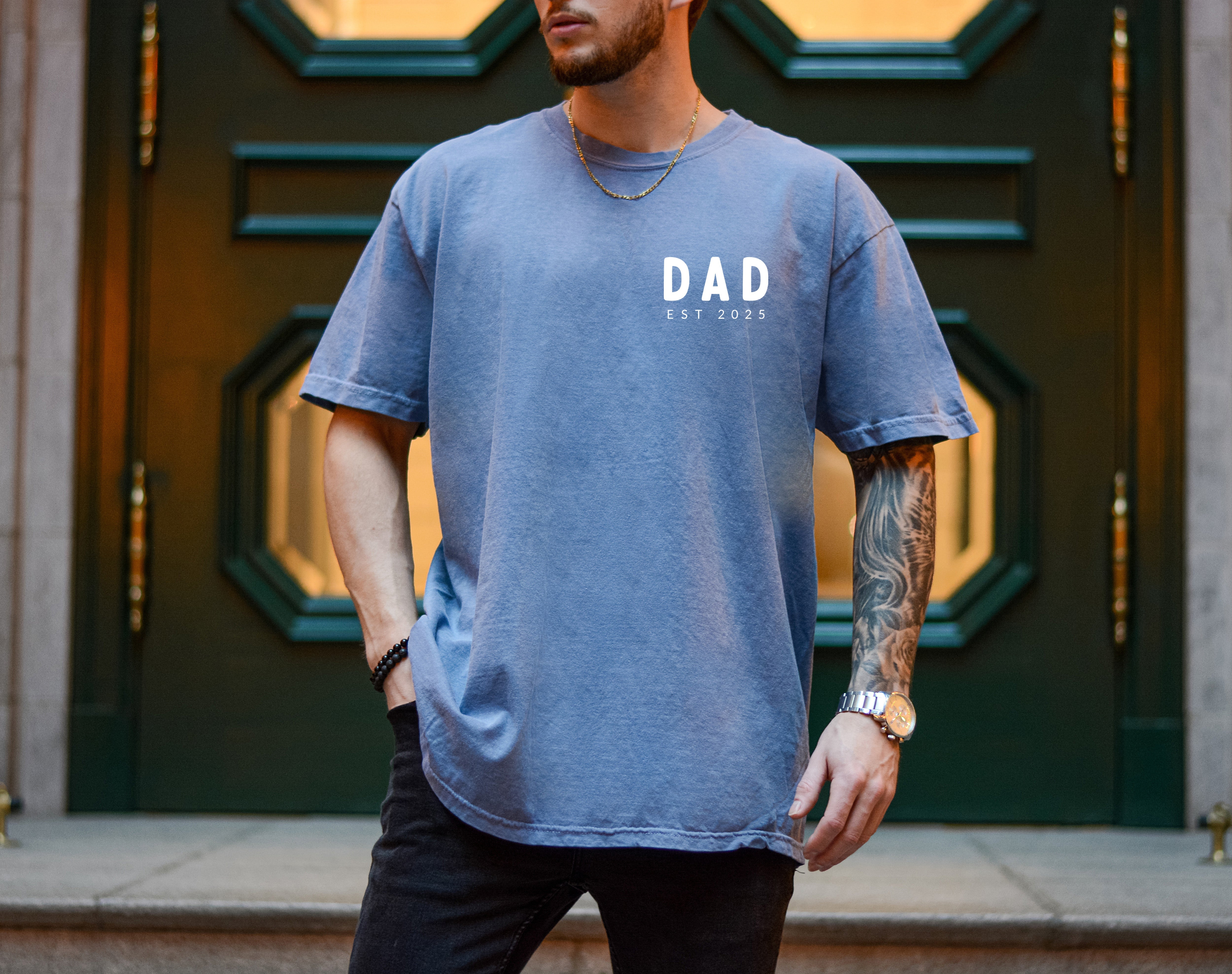 Dad Personalized est year Comfort Colors T Shirt (cali left chest) - Aaria Tees Aaria Tees