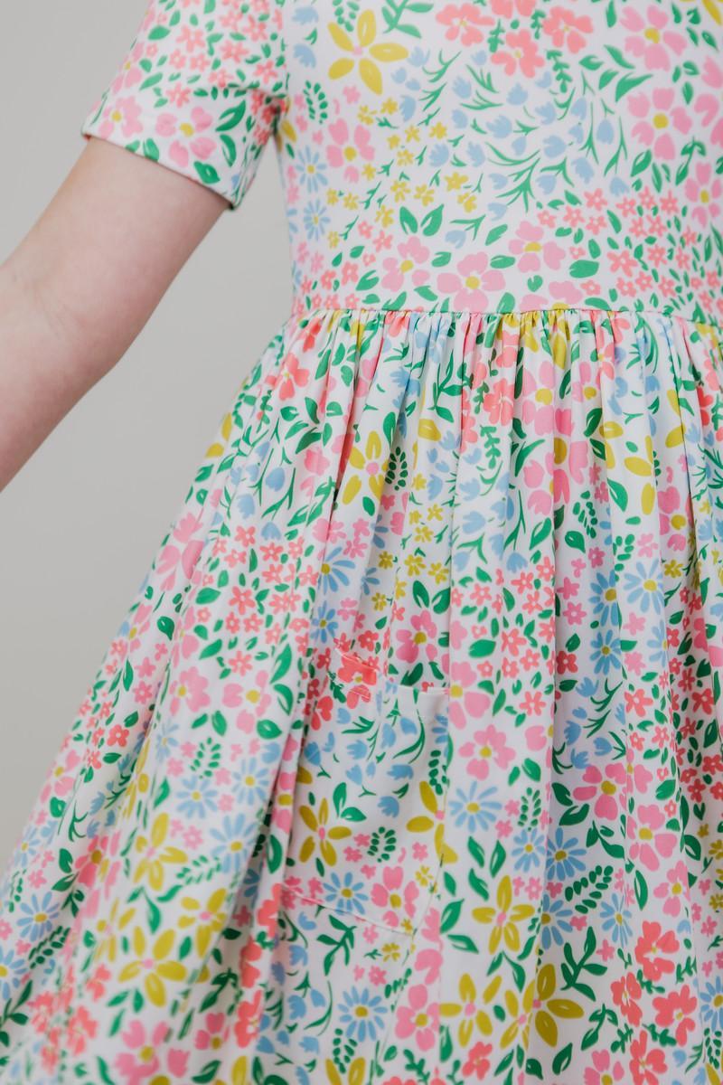 Daffodils S/S Pocket Twirl Dress - Aaria Tees Aaria Tees