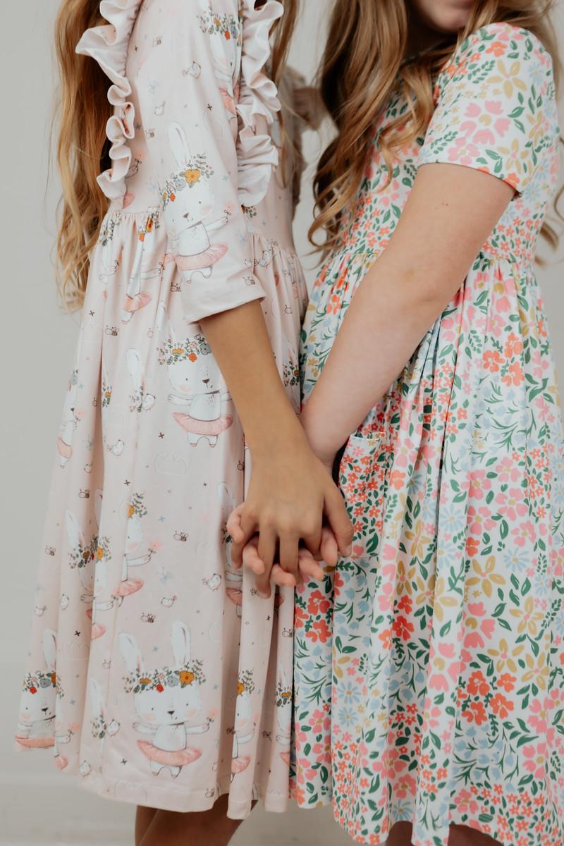 Daffodils S/S Pocket Twirl Dress - Aaria Tees Aaria Tees
