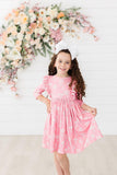 Dahlia Doodles 3/4 Sleeve Ruffle Twirl Dress - Aaria Tees Aaria Tees