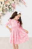 Dahlia Doodles 3/4 Sleeve Ruffle Twirl Dress - Aaria Tees Aaria Tees