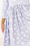 Dainty Daisies 3/4 Sleeve Pocket Twirl Dress - Aaria Tees Aaria Tees