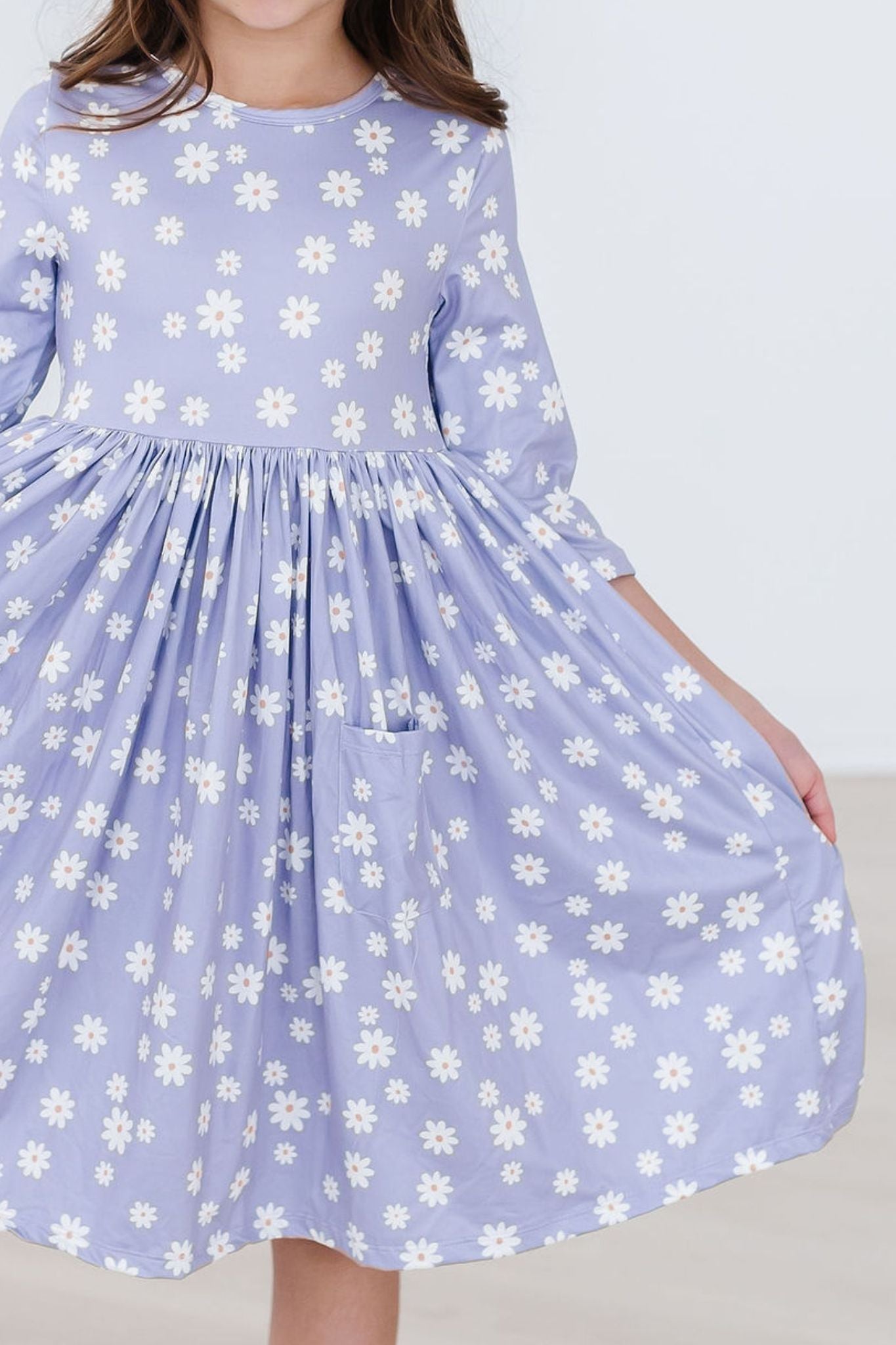 Dainty Daisies 3/4 Sleeve Pocket Twirl Dress - Aaria Tees Aaria Tees