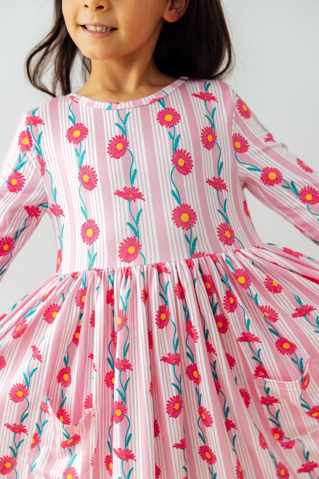 Daisy Chain 3/4 Sleeve Pocket Twirl Dress - Aaria Tees