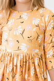 Dandelions in Fall 3/4 Sleeve Pocket Twirl Dress - Aaria Tees Aaria Tees